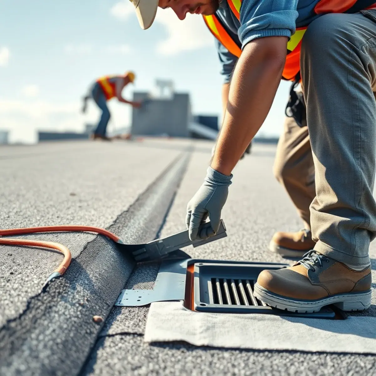 Flat Roofing service in progress for a New York homeowner