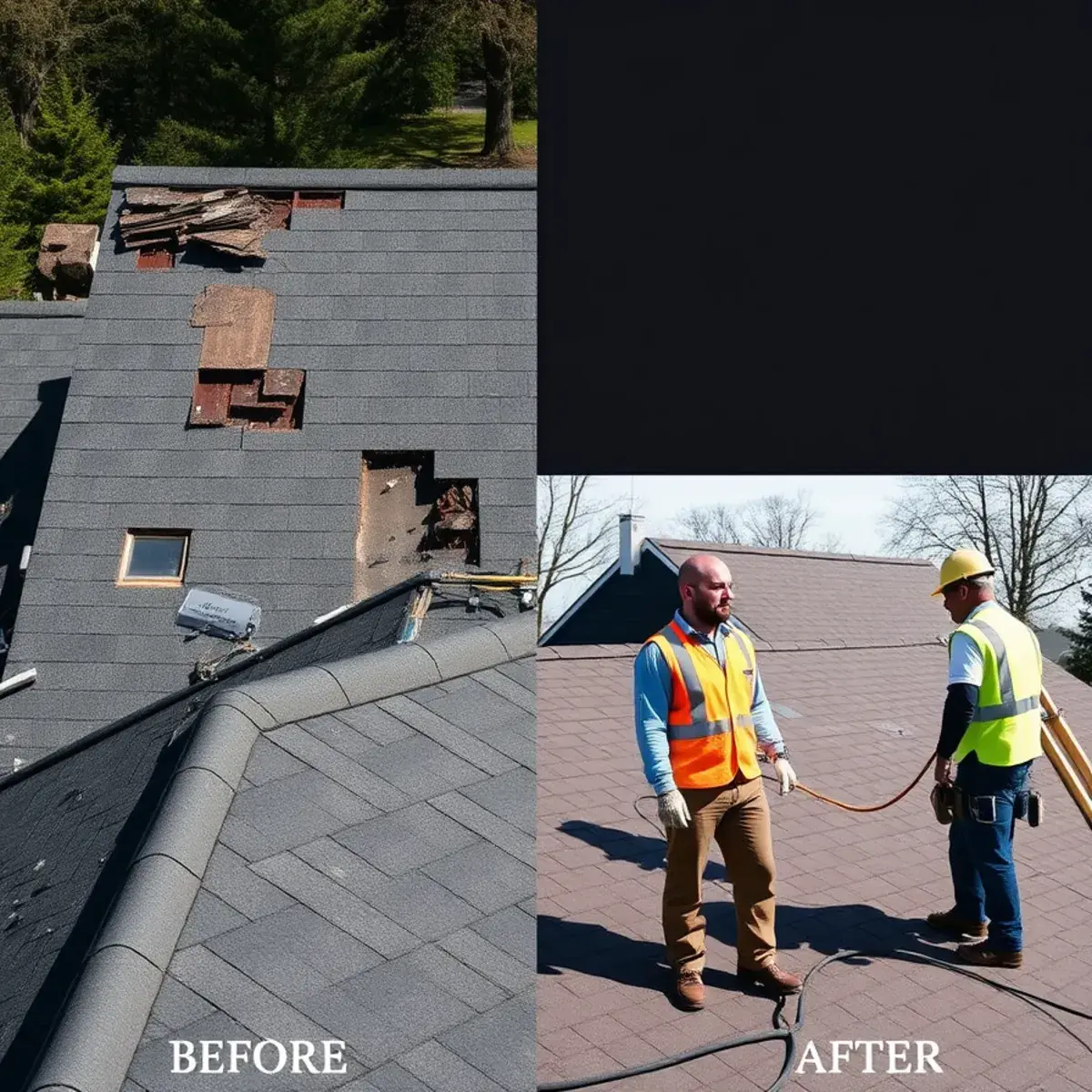 Before and after roof work - Rockland County