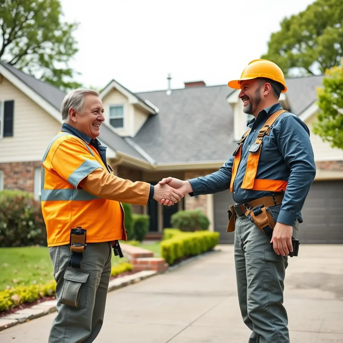 Happy New York homeowner reviewing completed Cuenca roof work