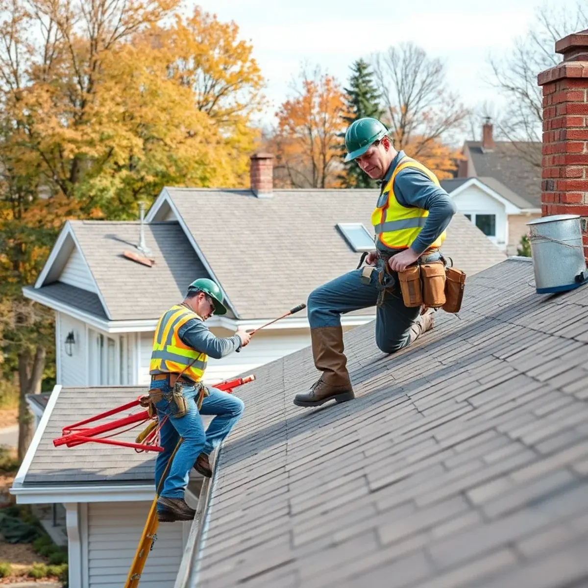 Roofing contractor working on a home in Albany County, NY