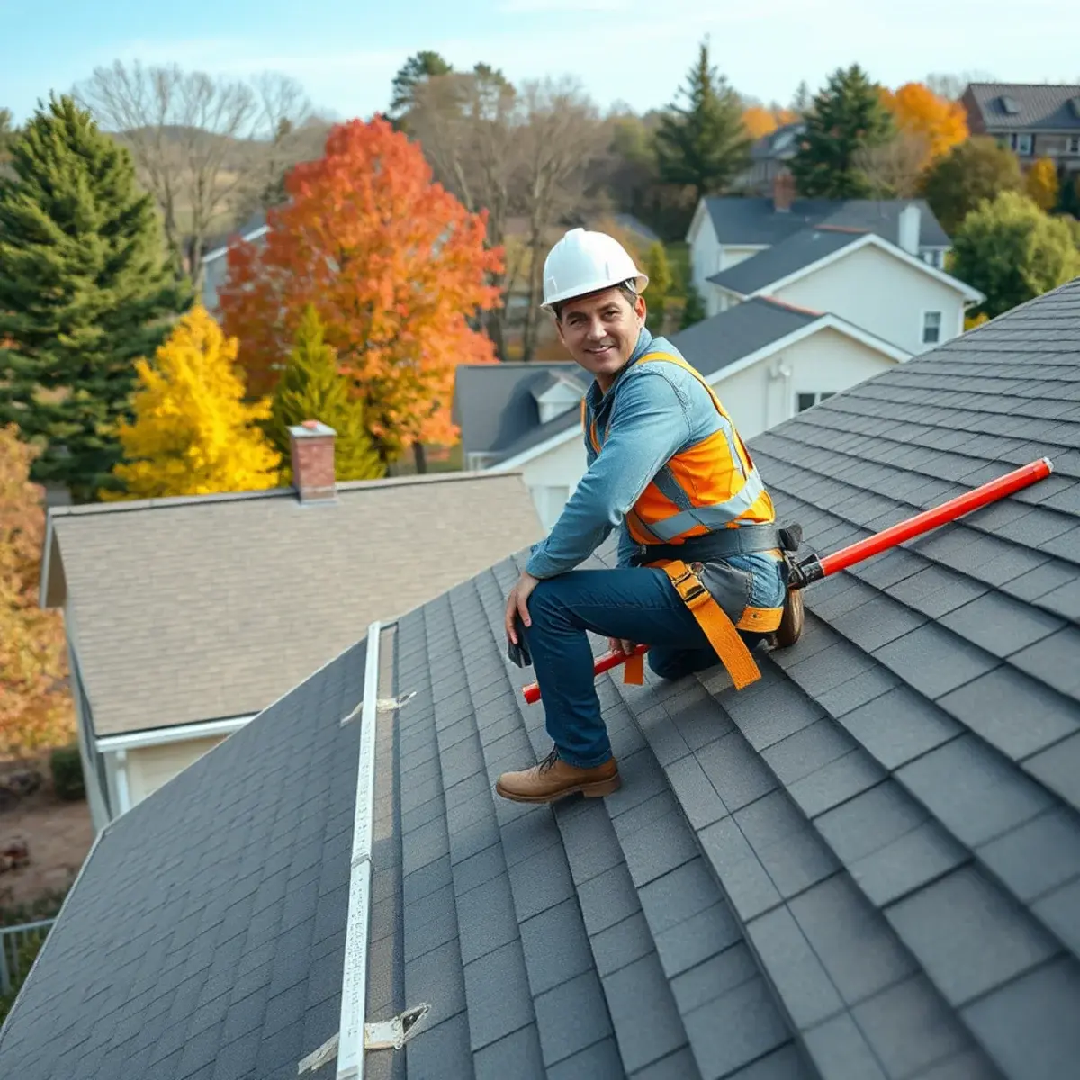 Roofing contractor working on a home in Amenia, NY