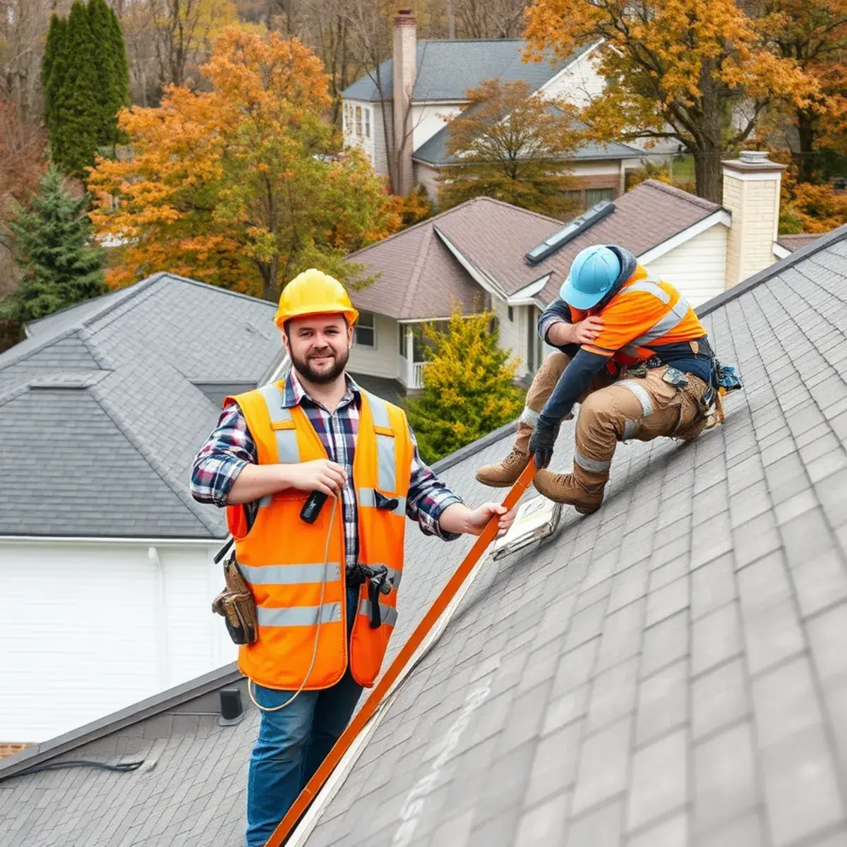 Roofing contractor working on a home in Amsterdam, NY