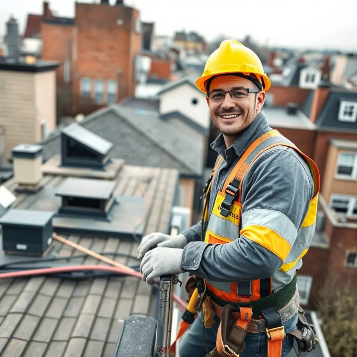 Roofing contractor working on a home in Baychester, NY