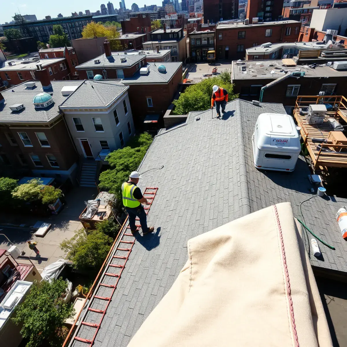 Roof replacement project near Brooklyn Heights, NY