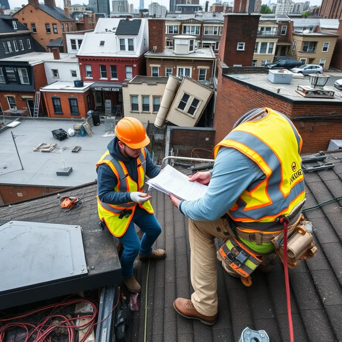 Storm damage roof repair near Brooklyn Heights, NY
