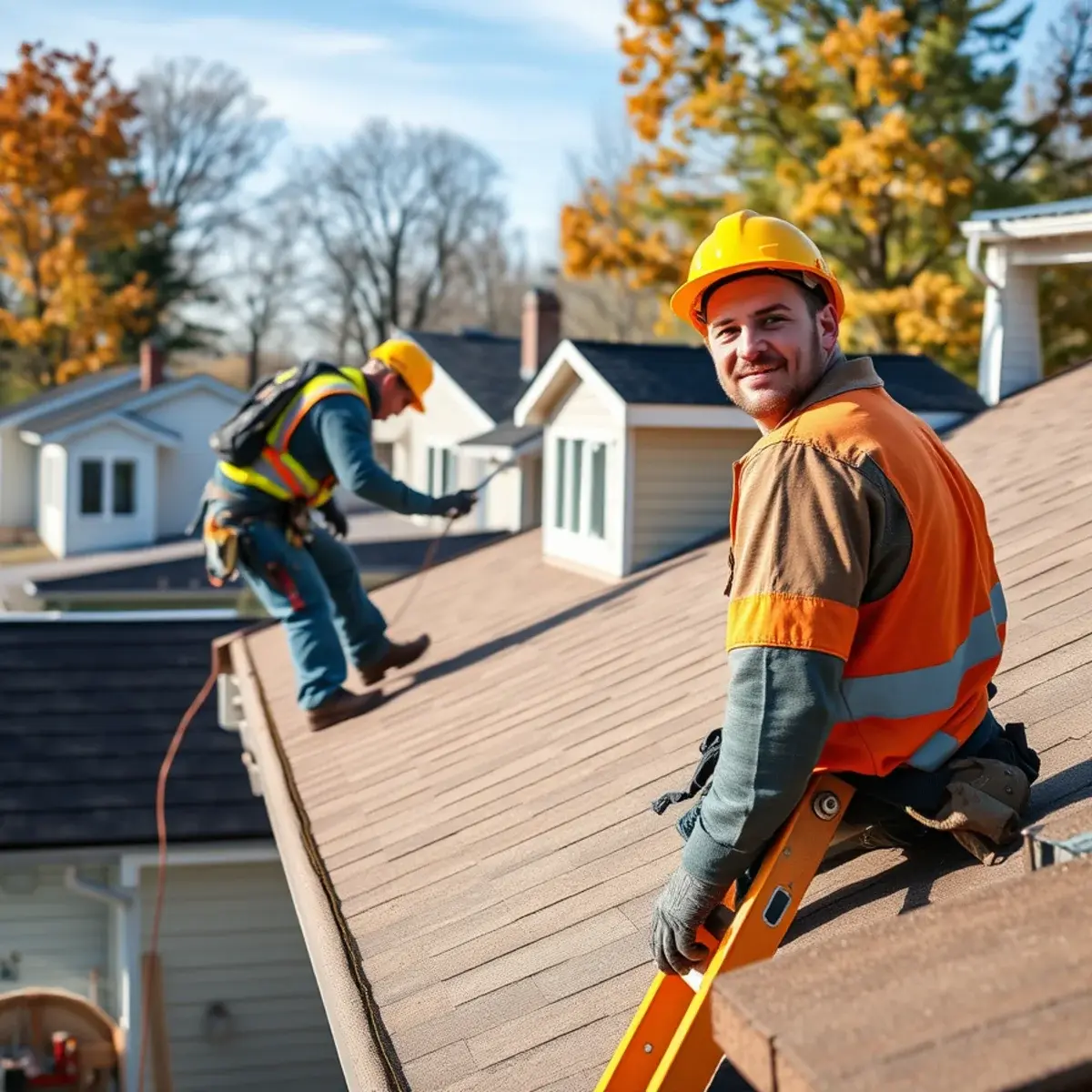 Roofing contractor working on a home in Cortland County, NY