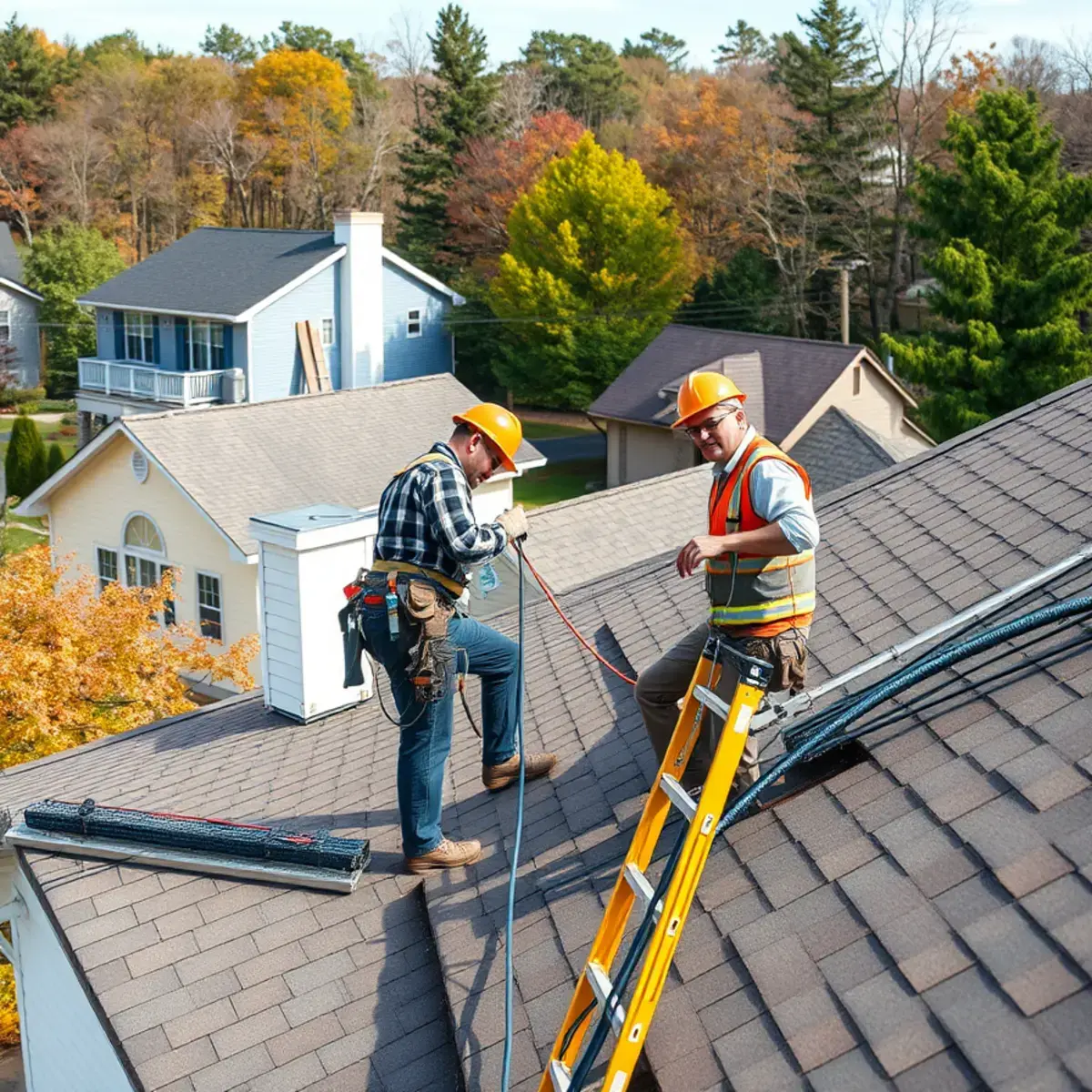Roofing contractor working on a home in Ellenville, NY