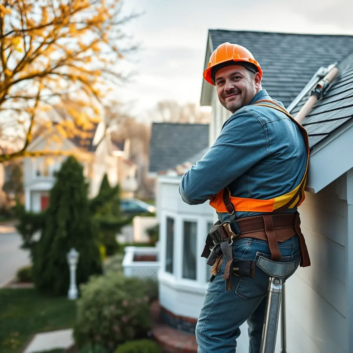 Roofing contractor working on a home in Garden City, NY