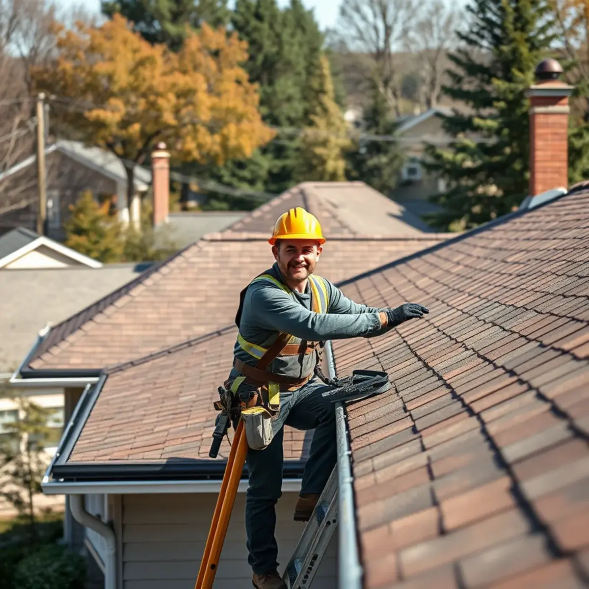 Roofing contractor working on a home in Gloversville, NY