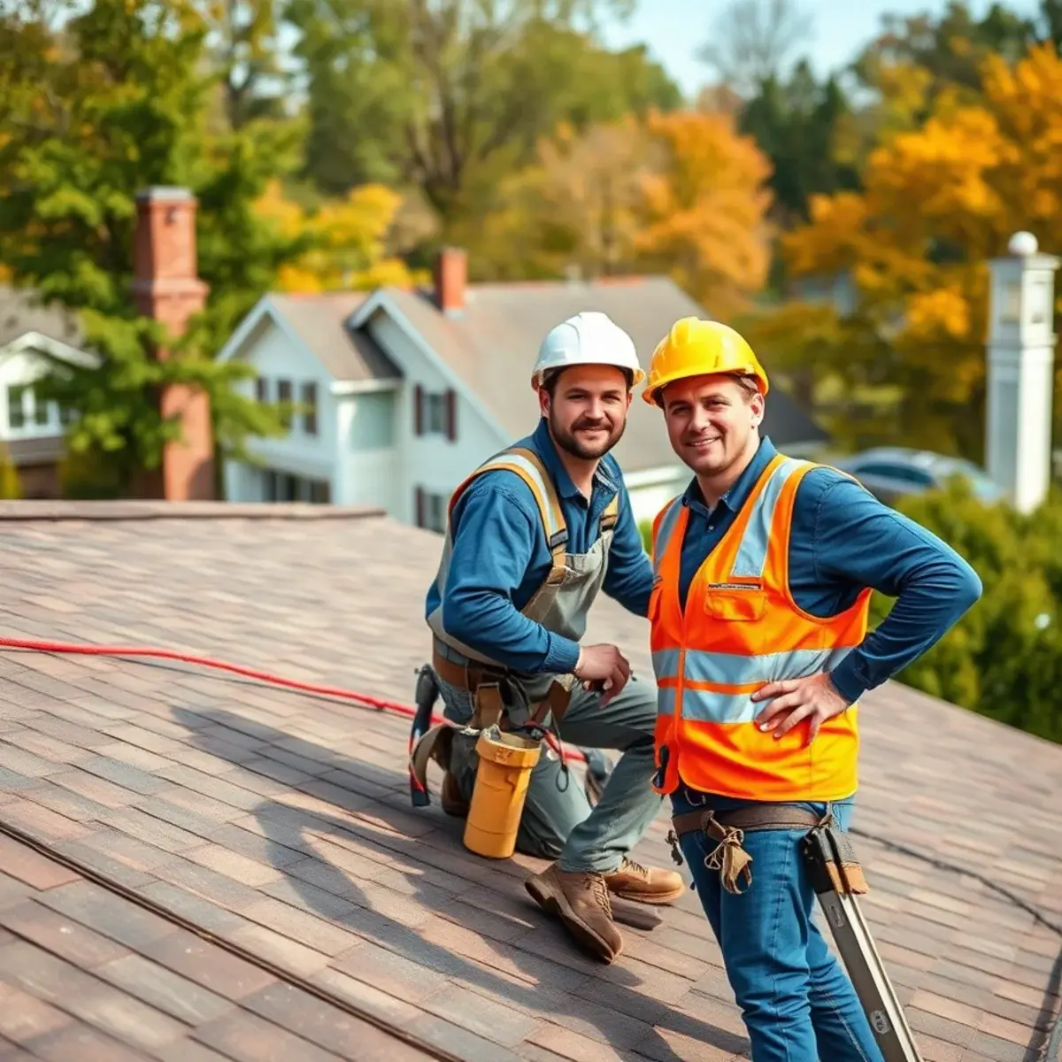 Roofing contractor working on a home in Goshen, NY
