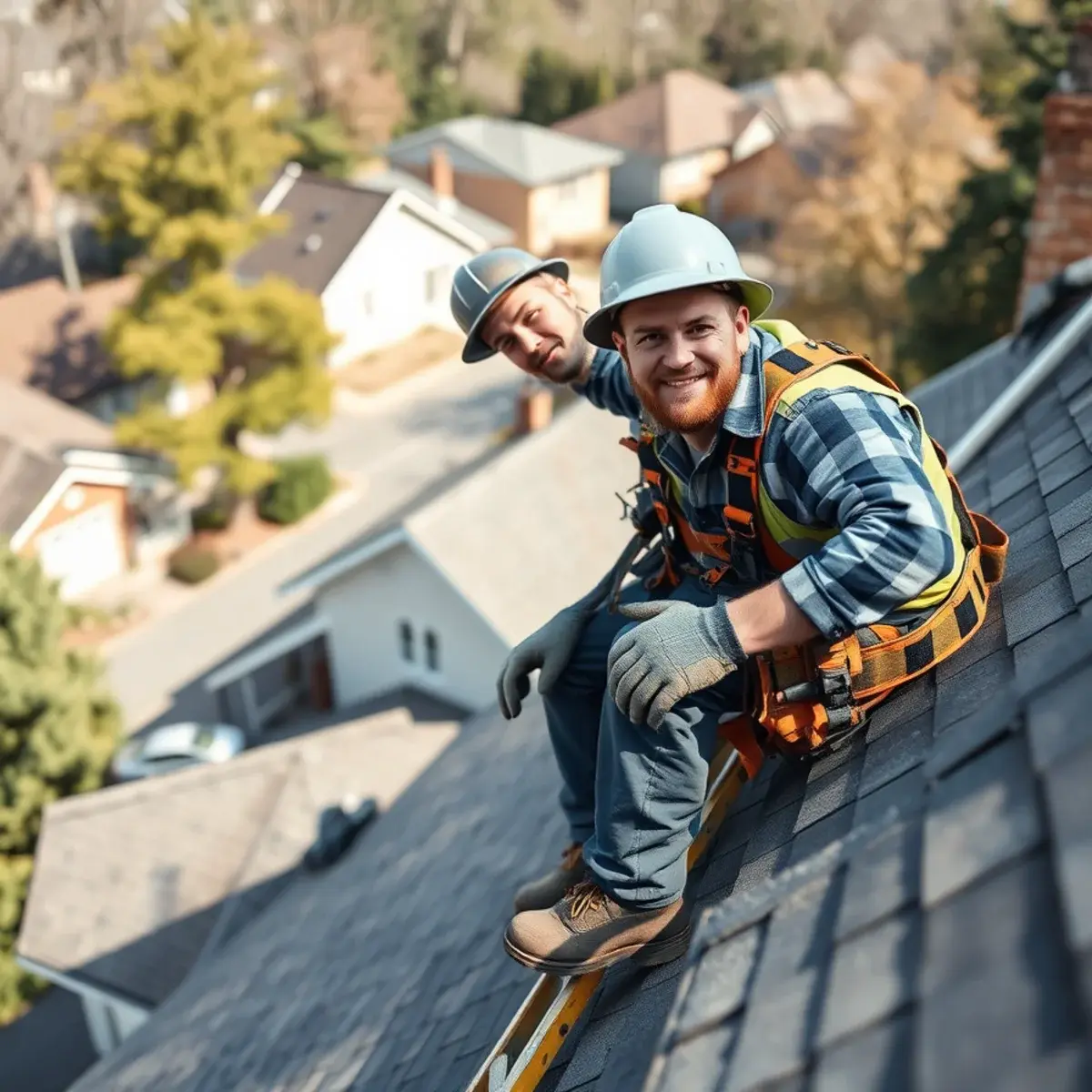 Roofing contractor working on a home in Hawthorne, NY