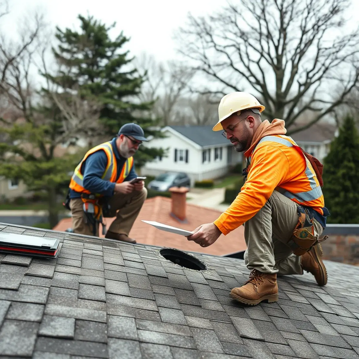 Storm damage roof repair near Hicksville, NY