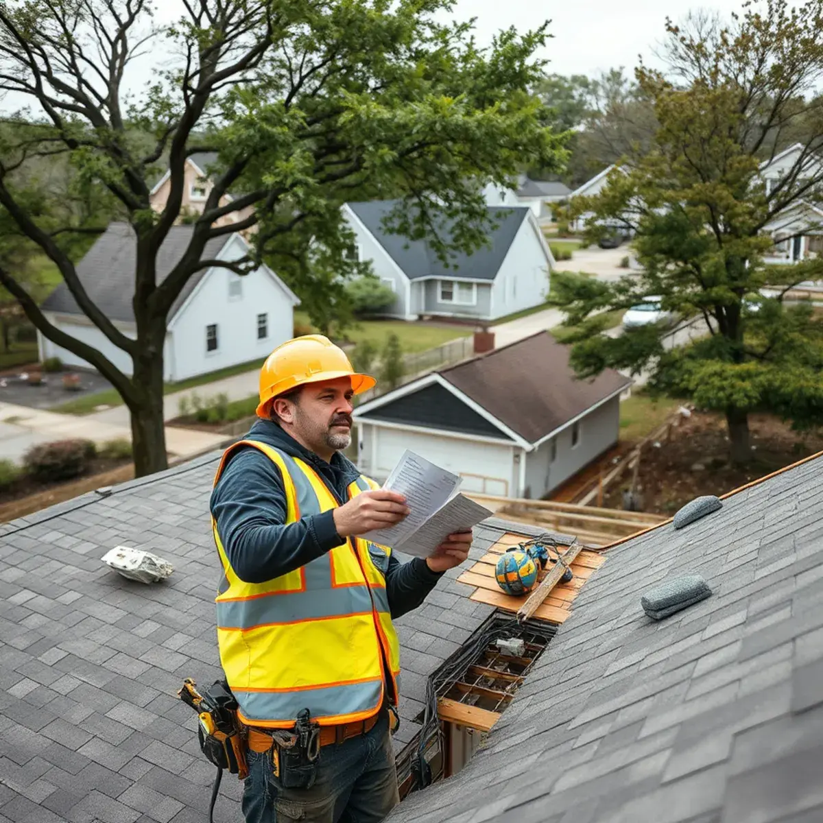 Storm damage roof repair near Island Park, NY