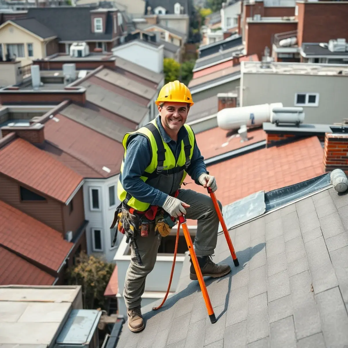 Roofing contractor working on a home in Kew Gardens, NY