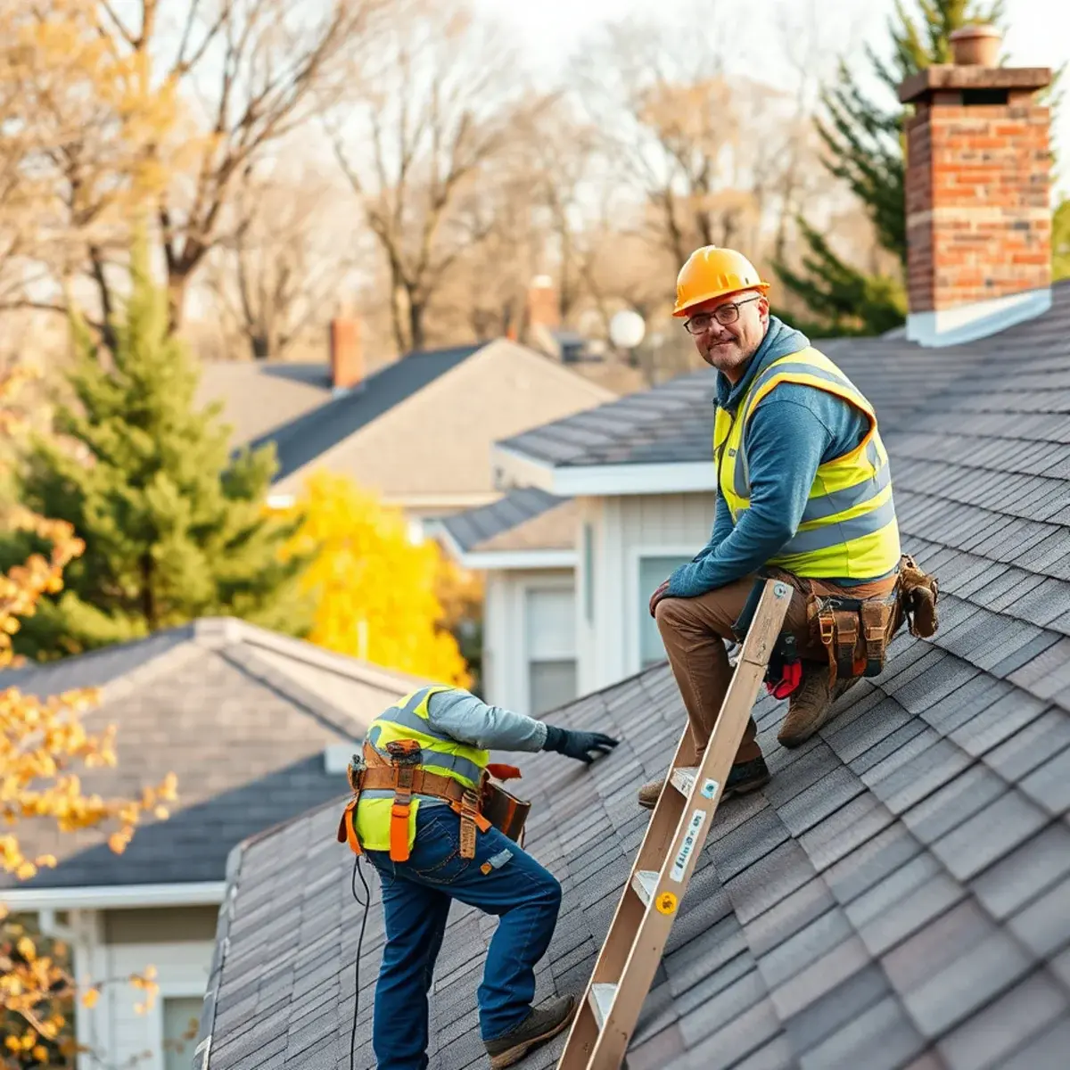 Roofing contractor working on a home in Livingston County, NY