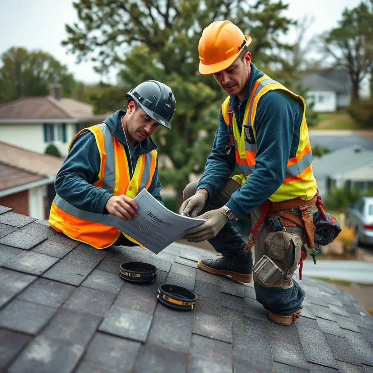Storm damage roof repair near Melville, NY