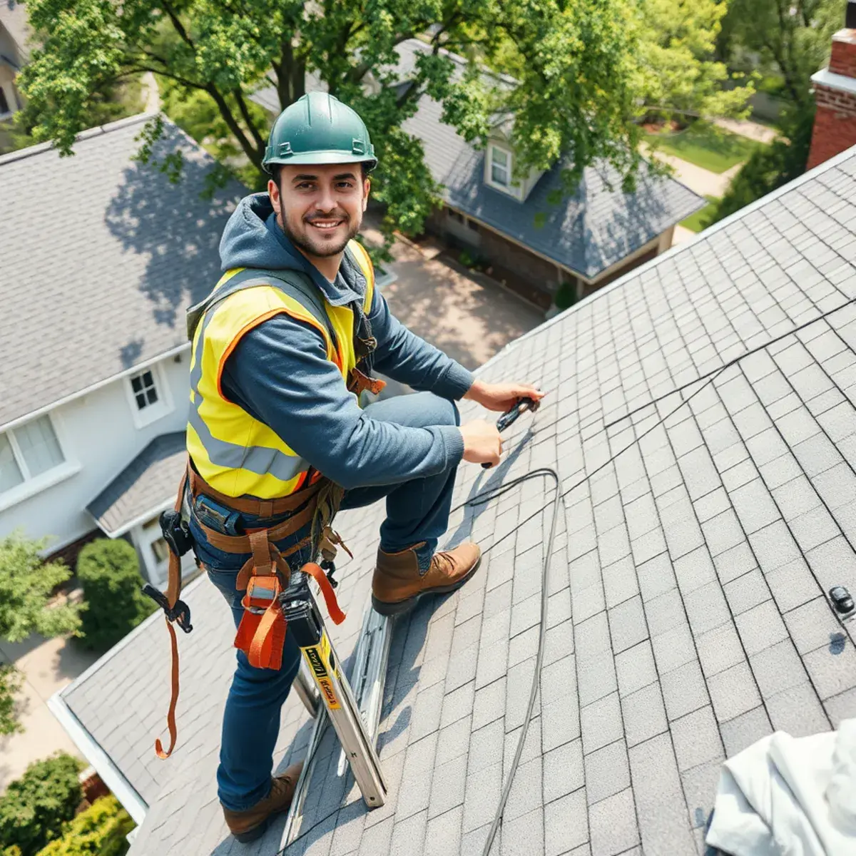 Roofing contractor working on a home in New Rochelle, NY