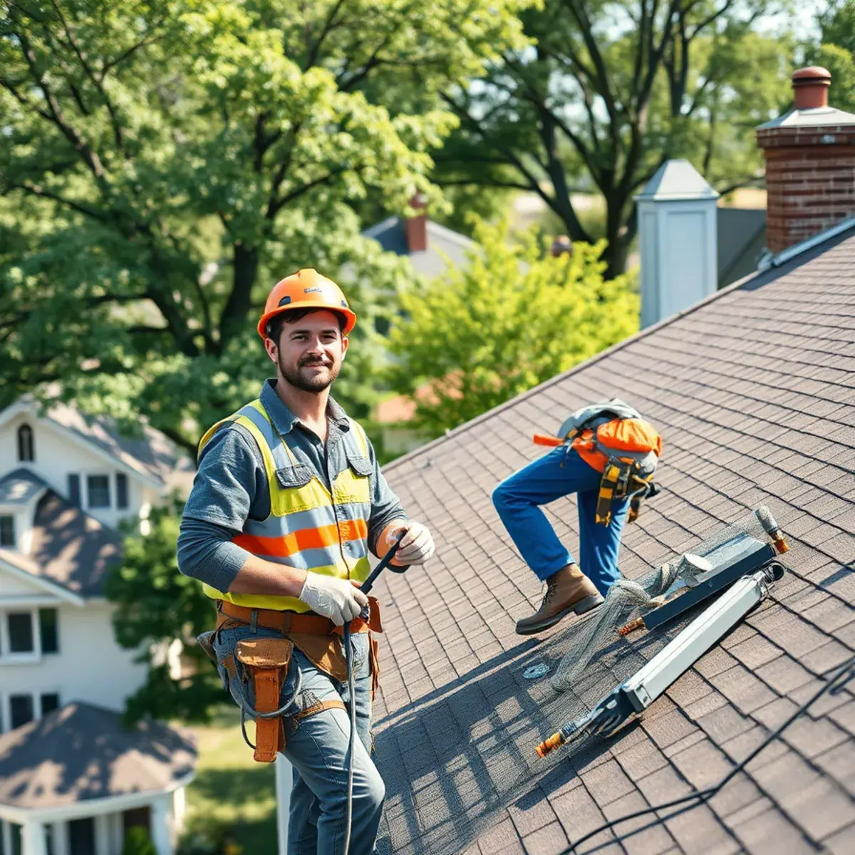 Roofing contractor working on a home in Nyack, NY