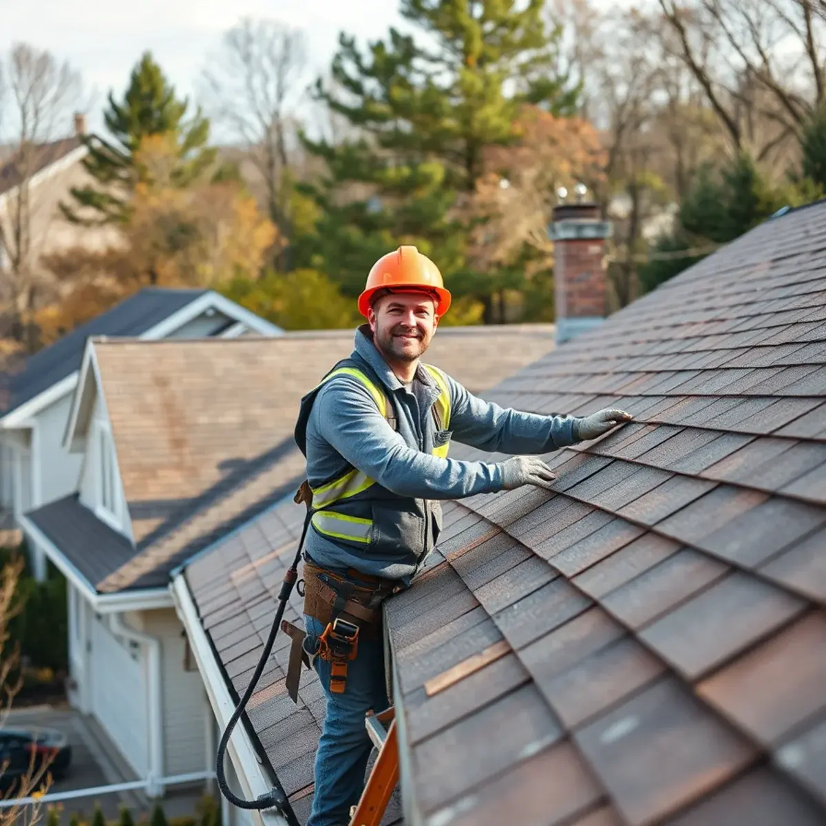 Roofing contractor working on a home in Putnam Valley, NY