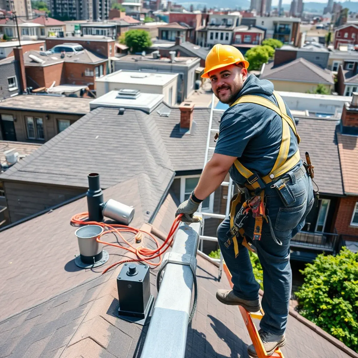 Roofing contractor working on a home in Richmond Hill, NY