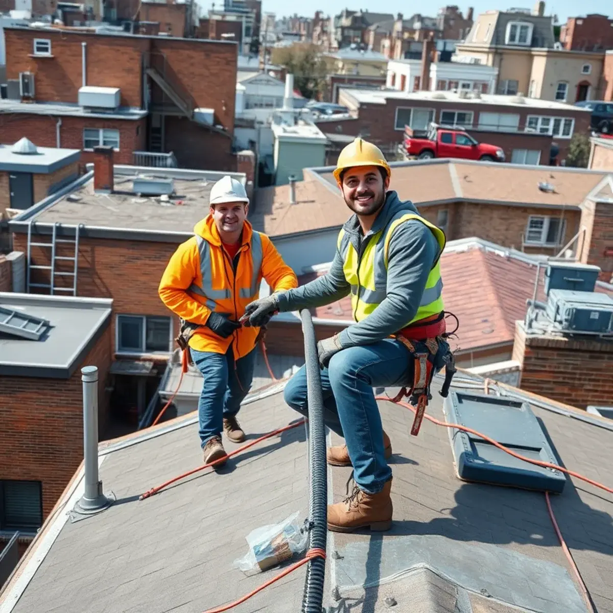 Roofing contractor working on a home in Ridgewood, NY