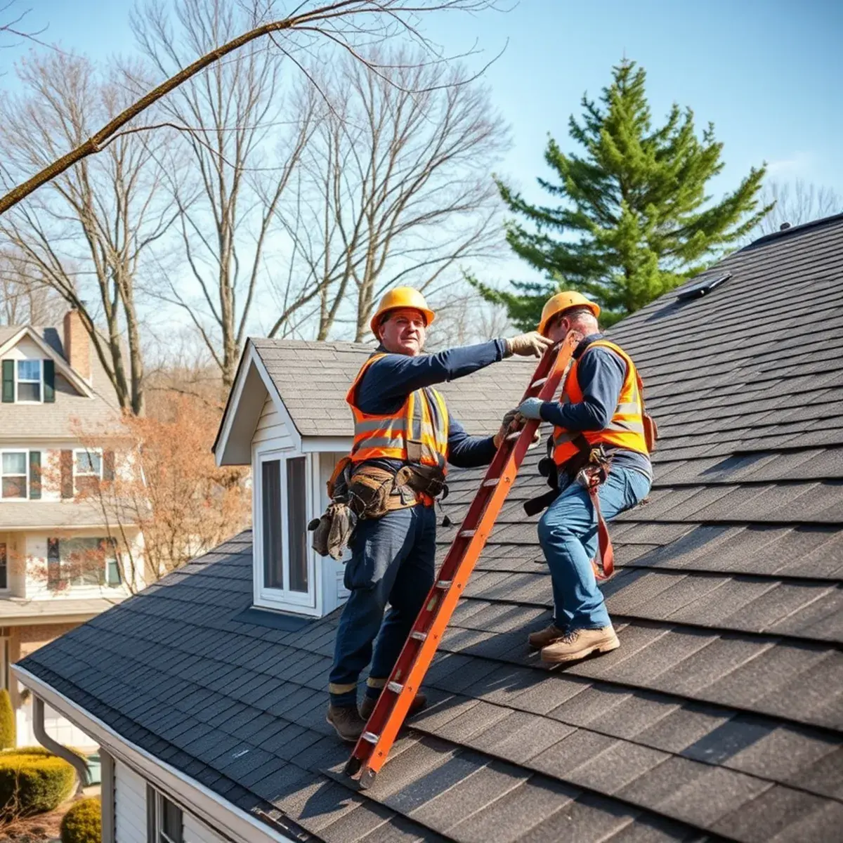 Roofing contractor working on a home in Tioga County, NY