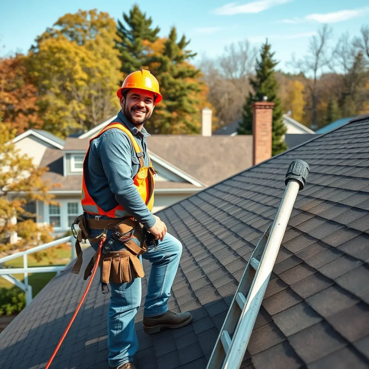 Roofing contractor working on a home in Ulster County, NY