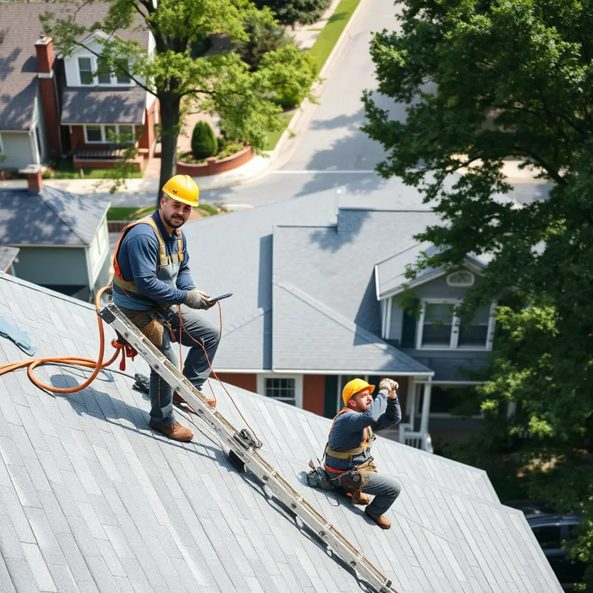 Roofing contractor working on a home in White Plains, NY