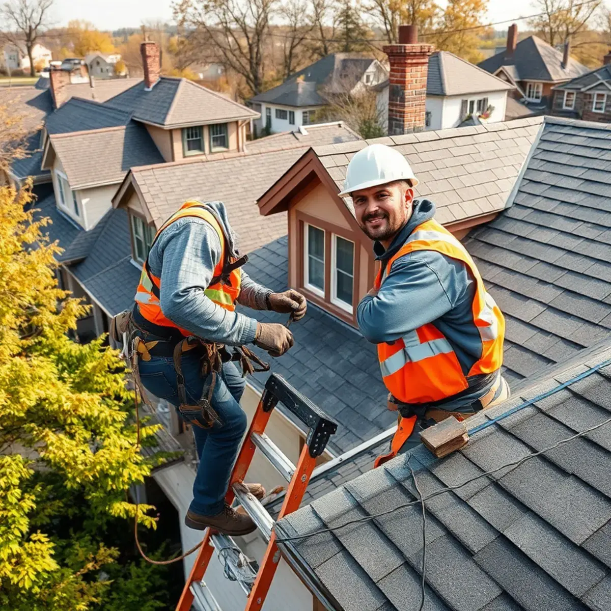 Roofing contractor working on a home in Yonkers, NY
