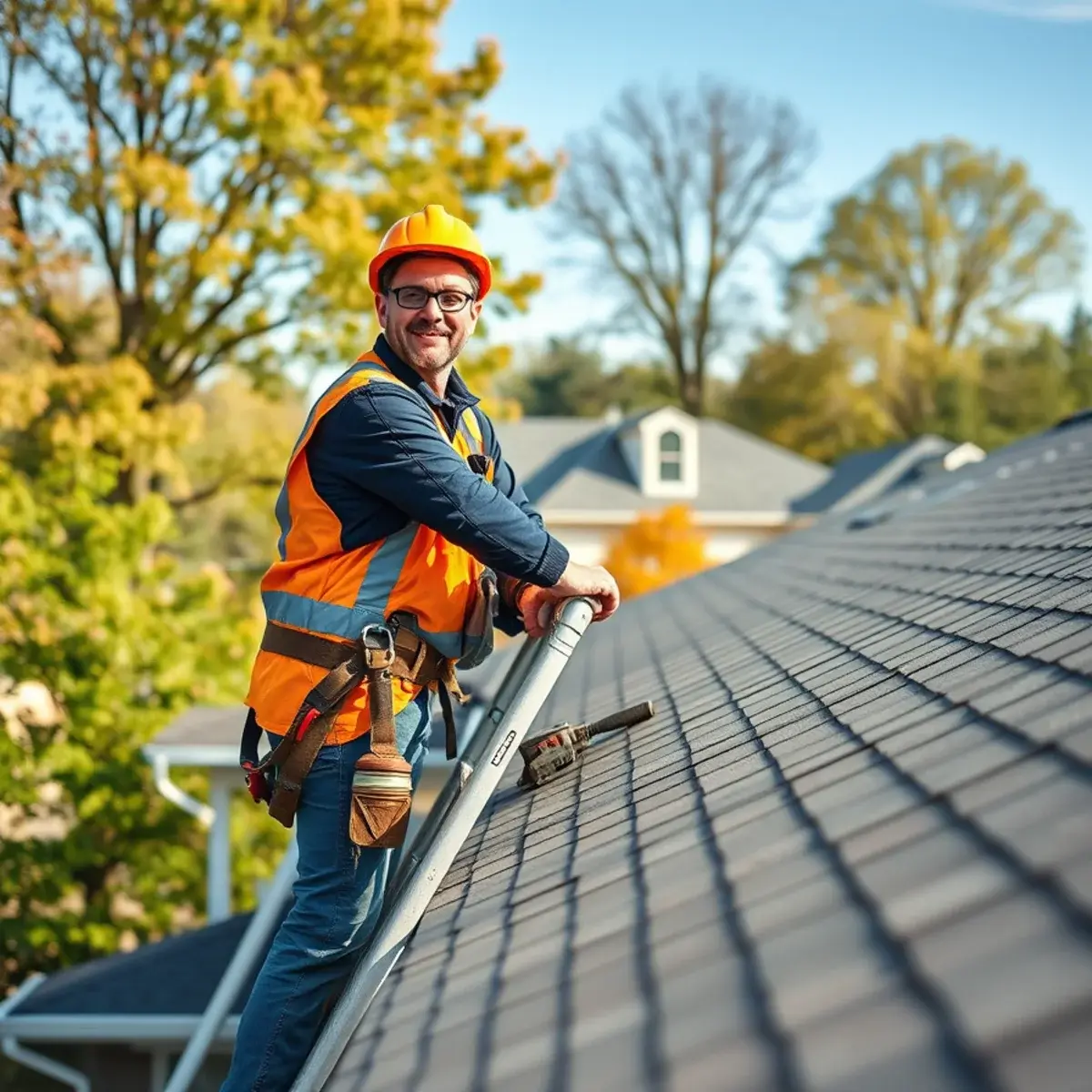 Roofing contractor working on a home in Albany, NY