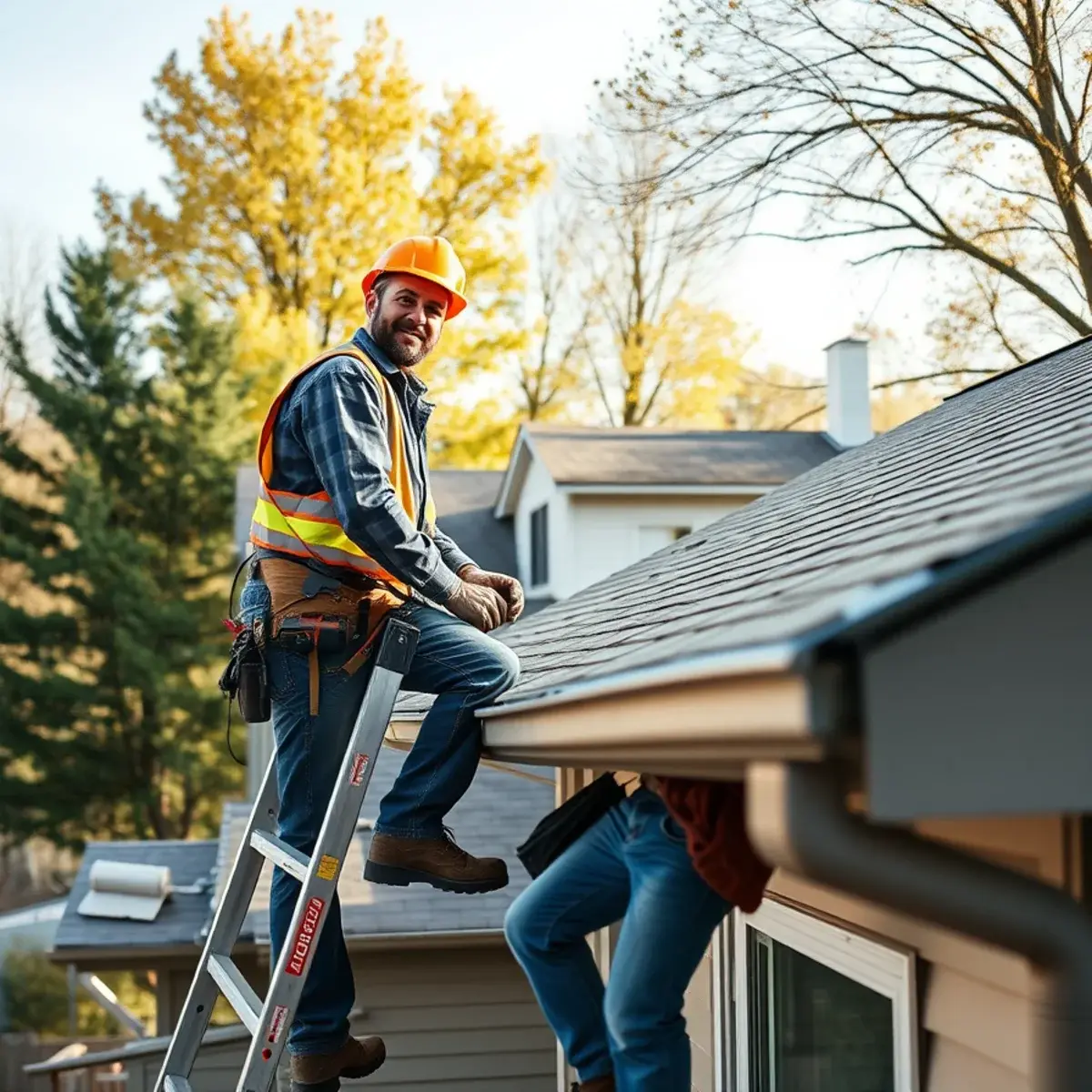 Roofing contractor working on a home in Allegany County, NY