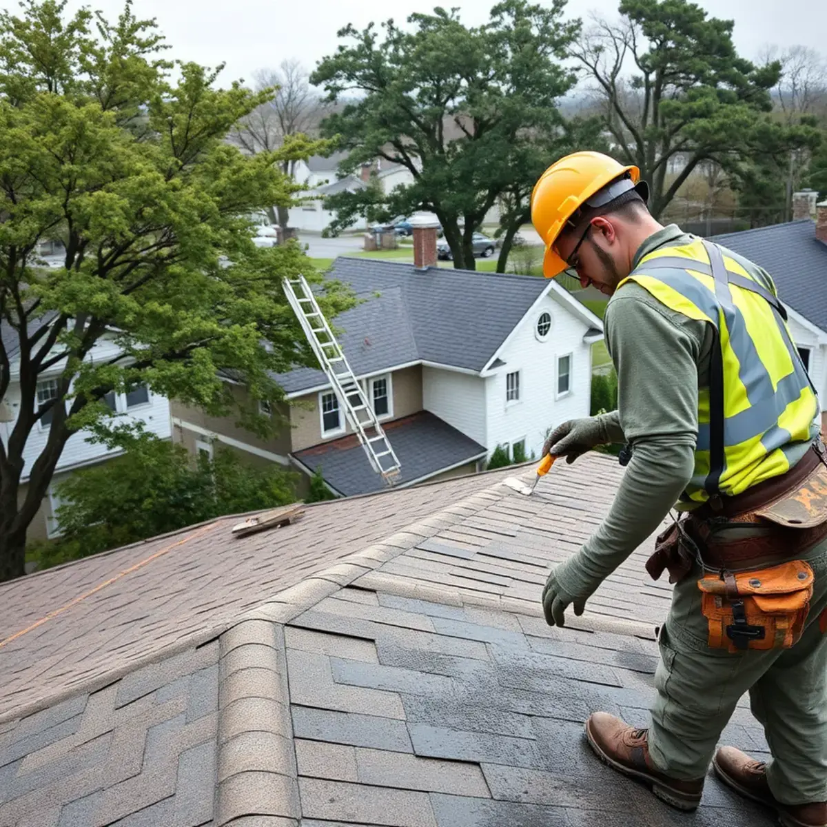 Storm damage roof repair near Amityville, NY