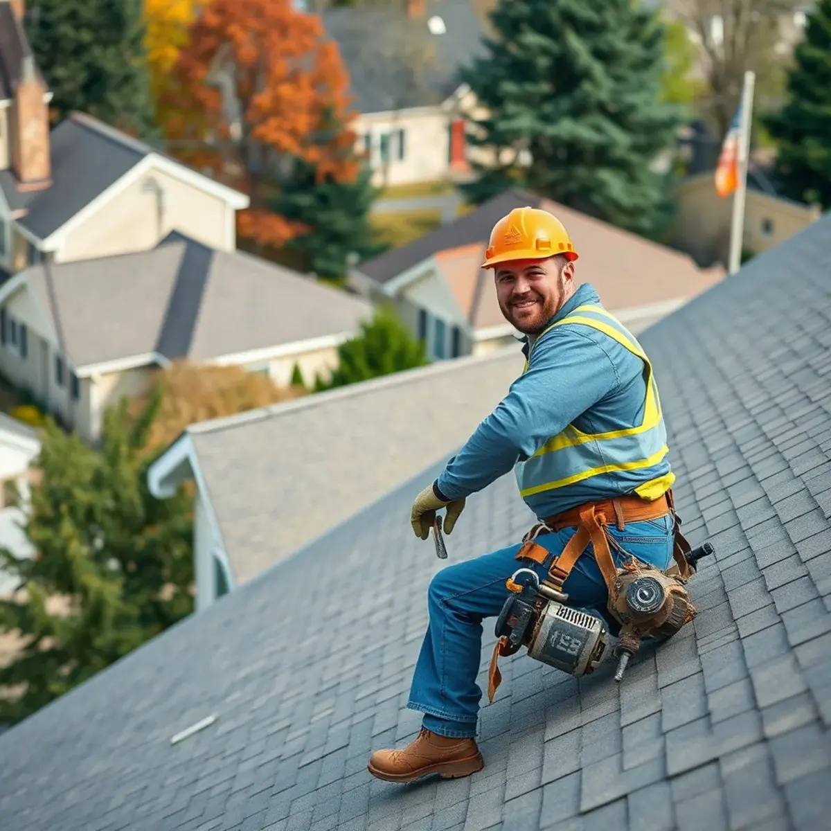 Roofing contractor working on a home in Auburn, NY