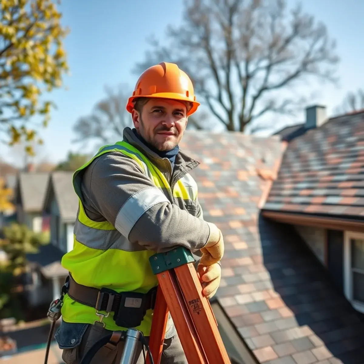 Roofing contractor working on a home in Bedford Hills, NY