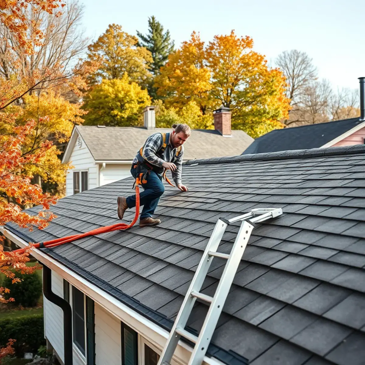 Roofing contractor working on a home in Bethel, NY