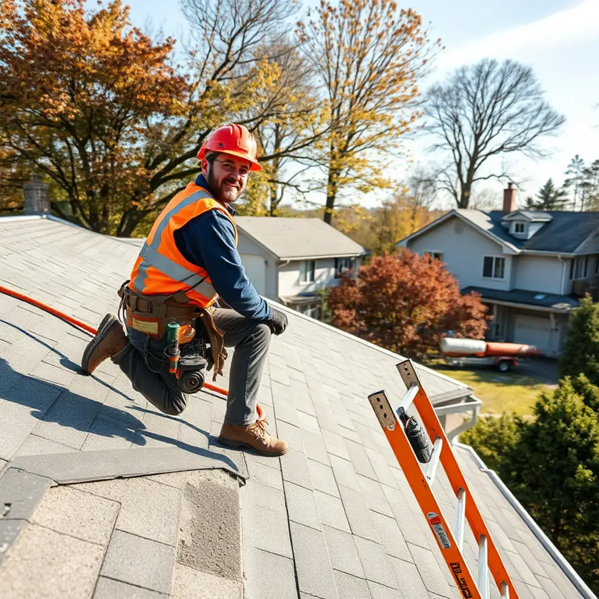 Roofing contractor working on a home in Blooming Grove, NY