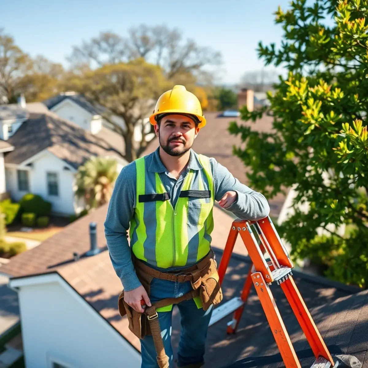 Roofing contractor working on a home in Bridgehampton, NY