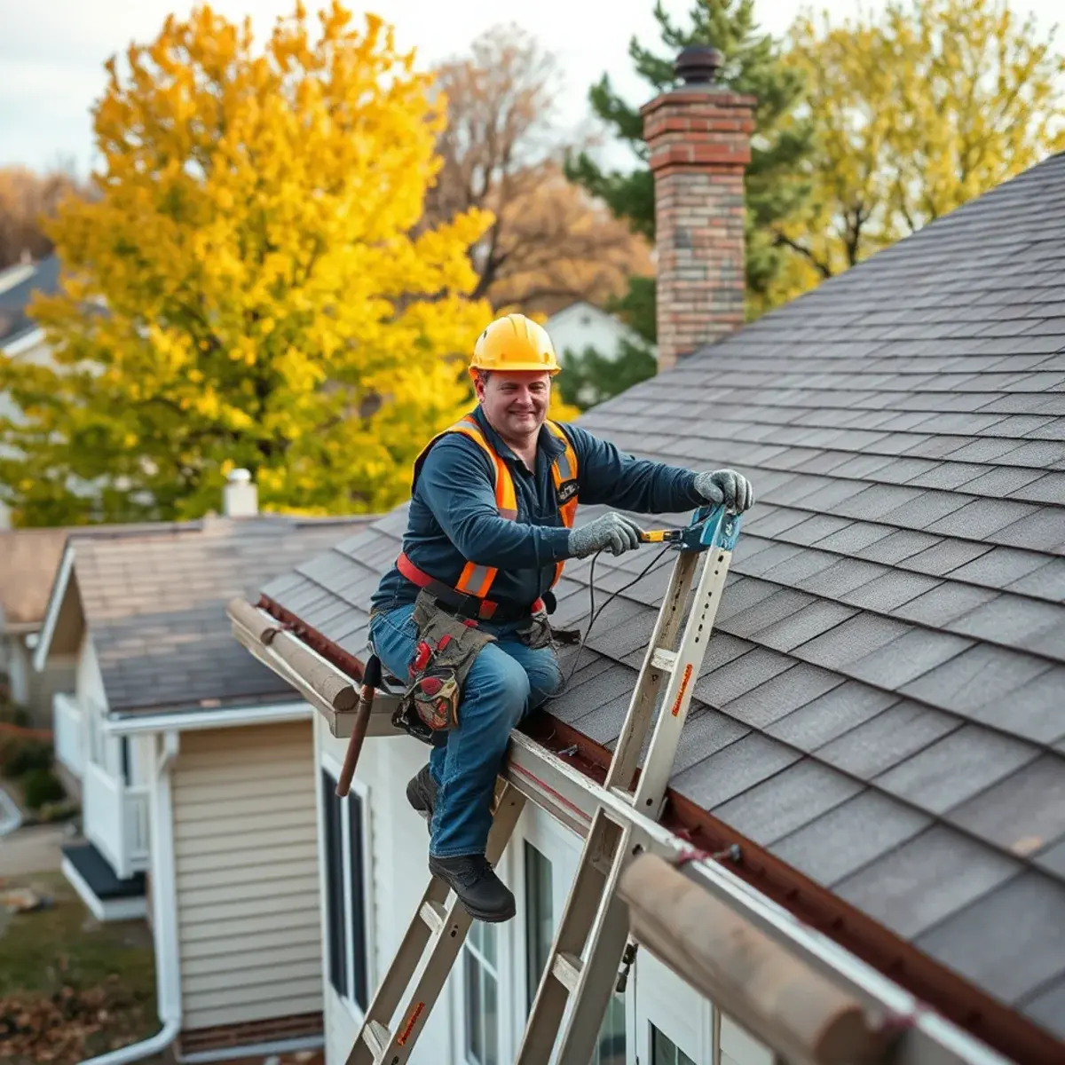 Roofing contractor working on a home in Broome County, NY