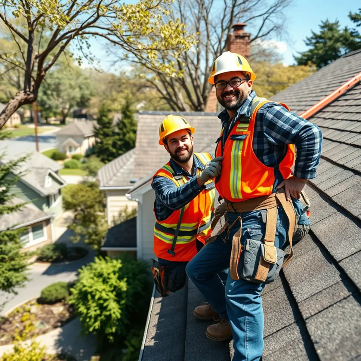 Roofing contractor working on a home in Buchanan, NY