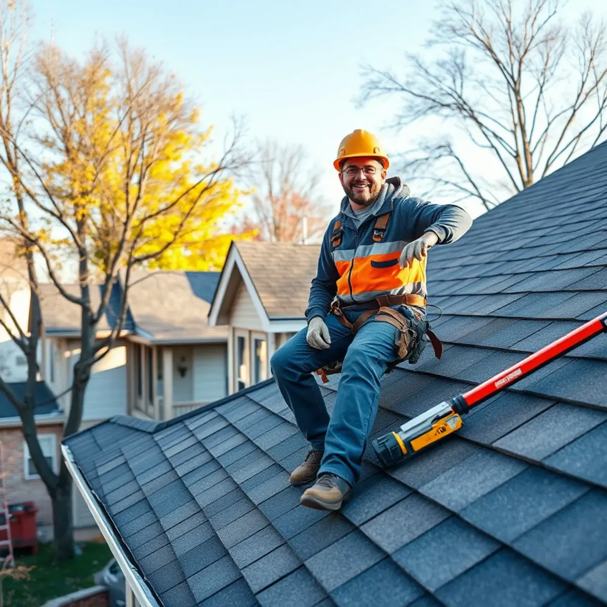 Roofing contractor working on a home in Buffalo, NY