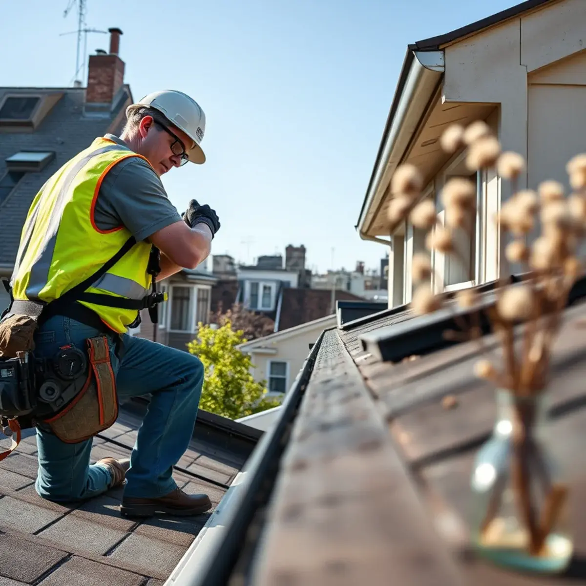 Gutter protection and roof drainage work near Castle Hill, NY
