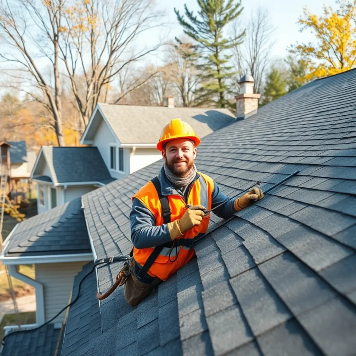 Roofing contractor working on a home in Cattaraugus County, NY