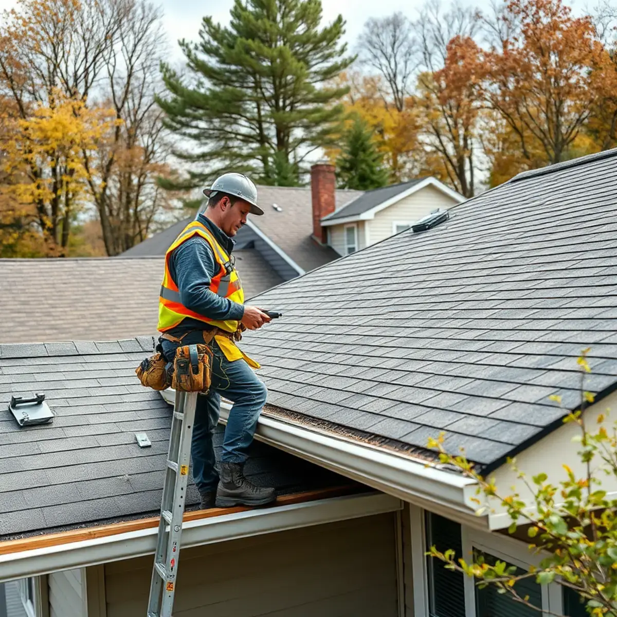 Roofing contractor working on a home in Chemung County, NY
