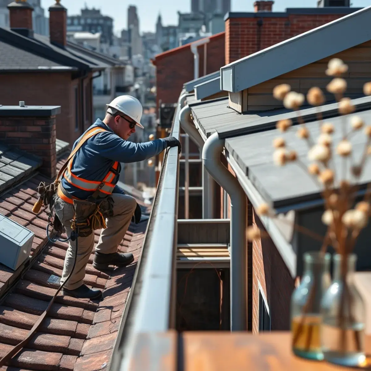 Gutter protection and roof drainage work near Chinatown, NY