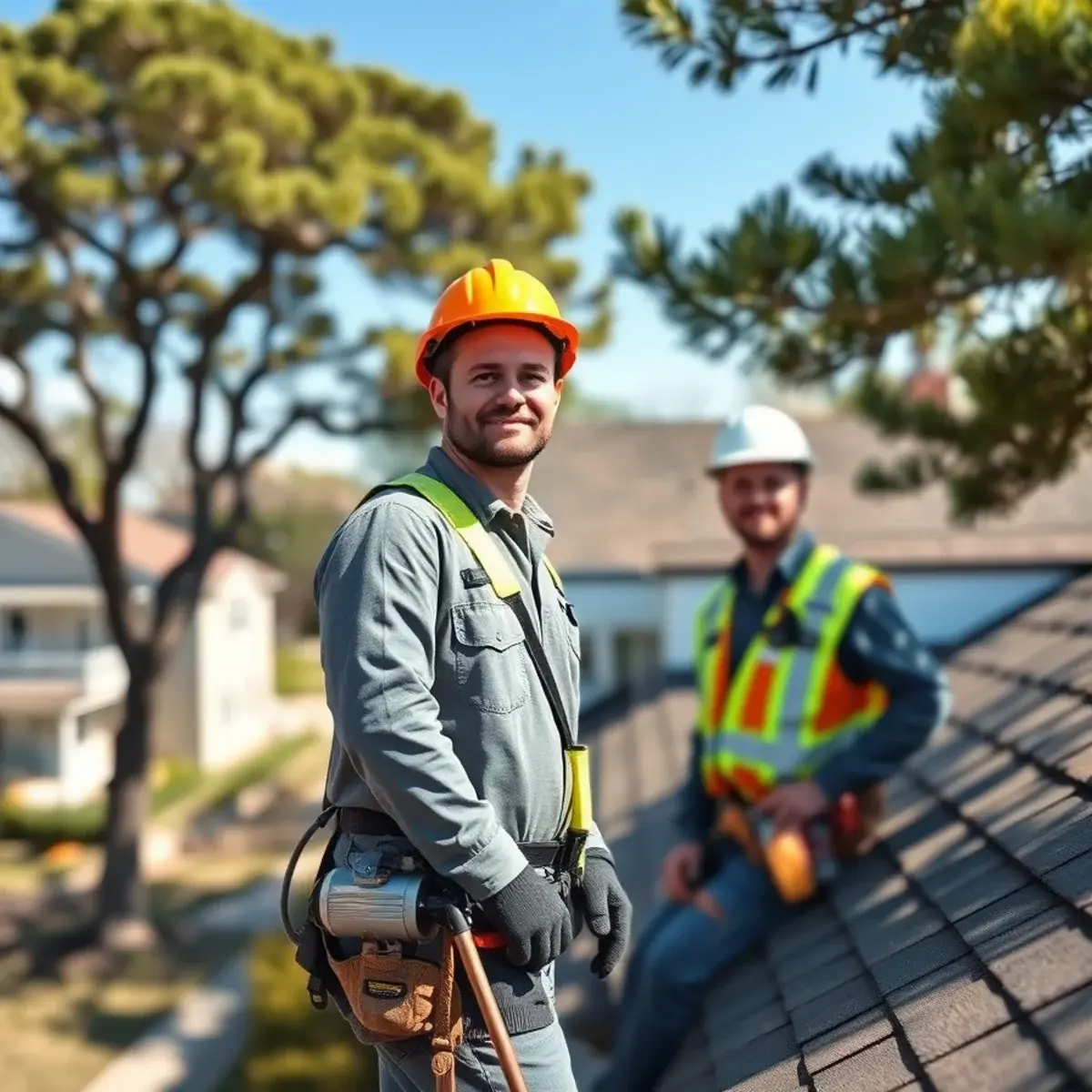 Roofing contractor working on a home in Cold Spring Harbor, NY