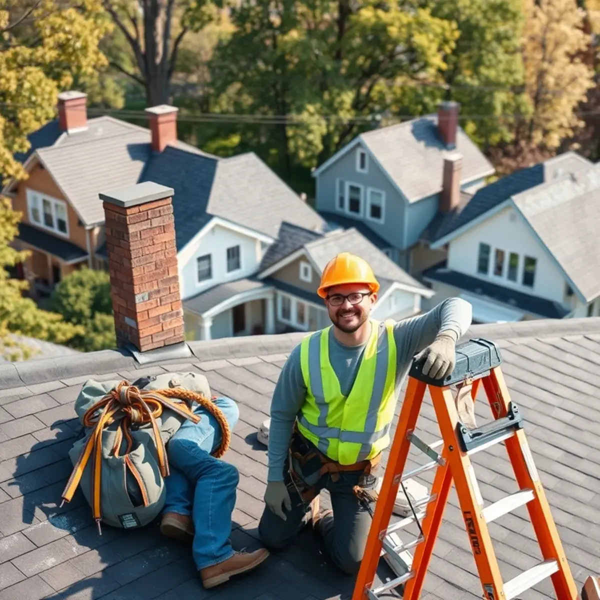 Roofing contractor working on a home in Croton-on-Hudson, NY