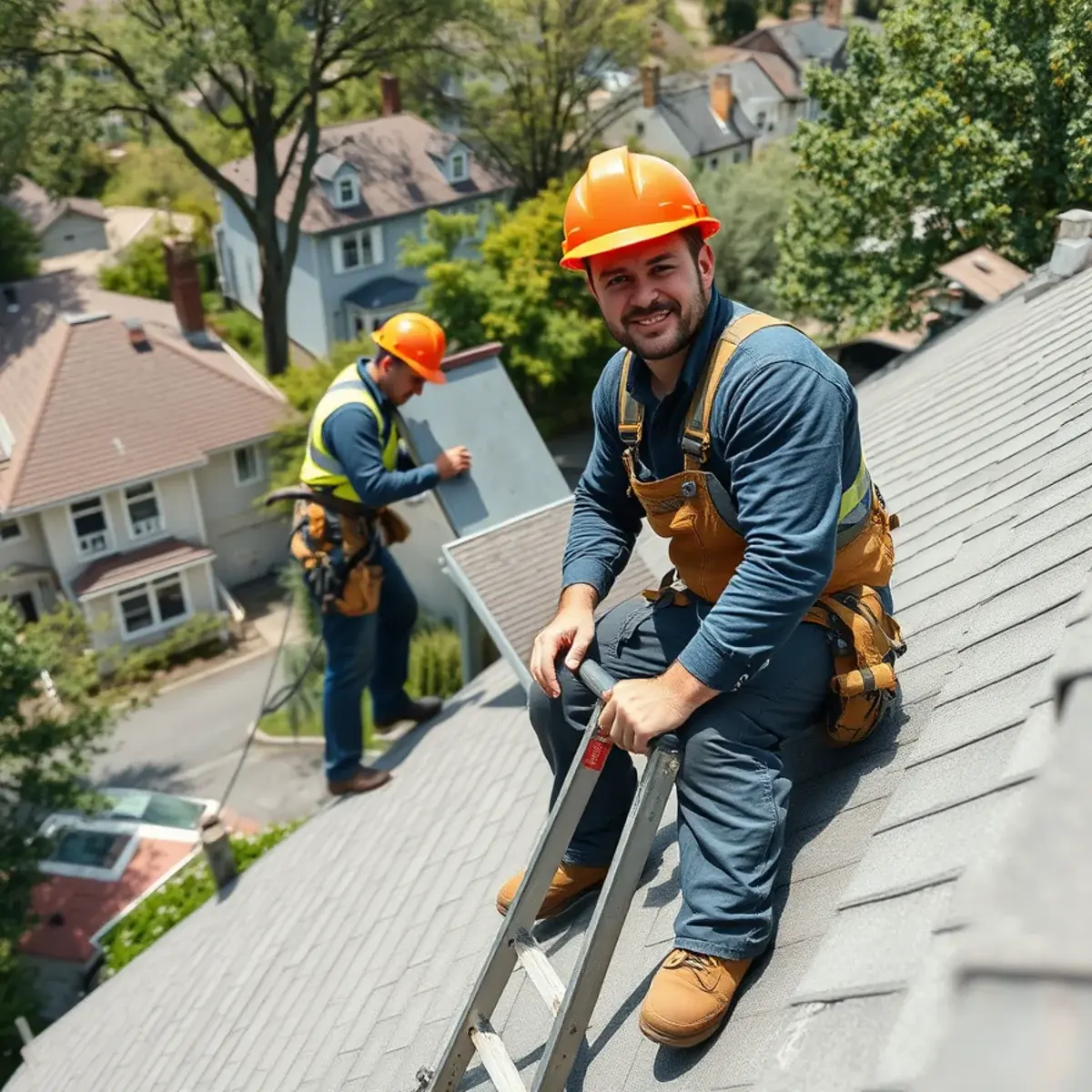 Roofing contractor working on a home in Dobbs Ferry, NY