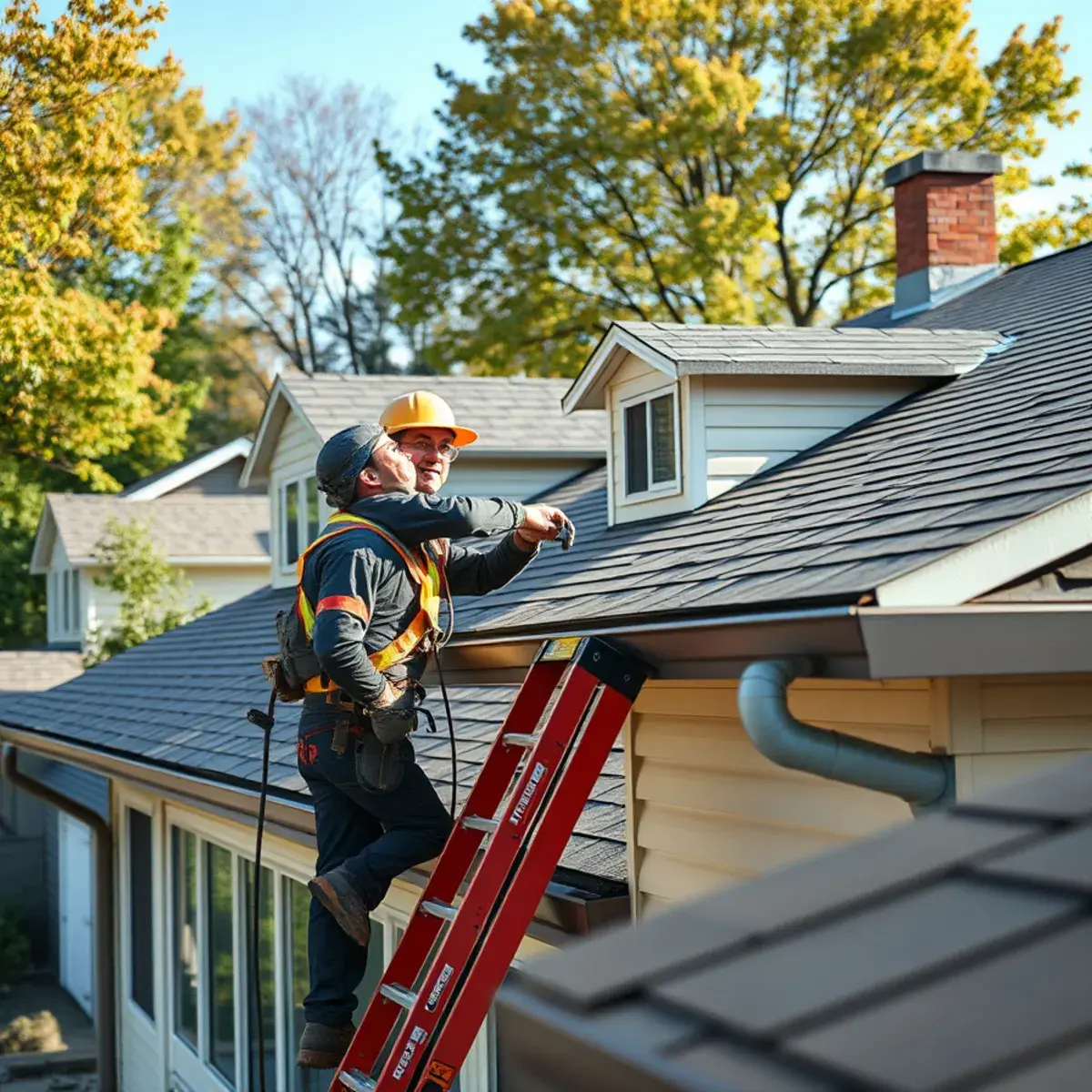 Roofing contractor working on a home in Dutchess County, NY