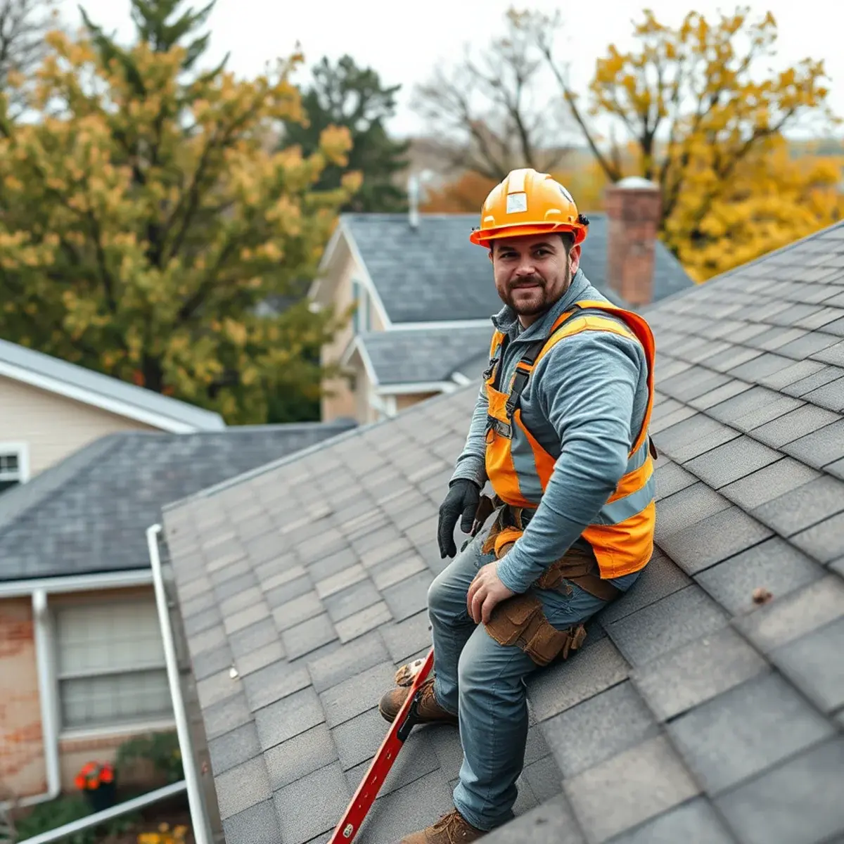 Roofing contractor working on a home in Essex County, NY