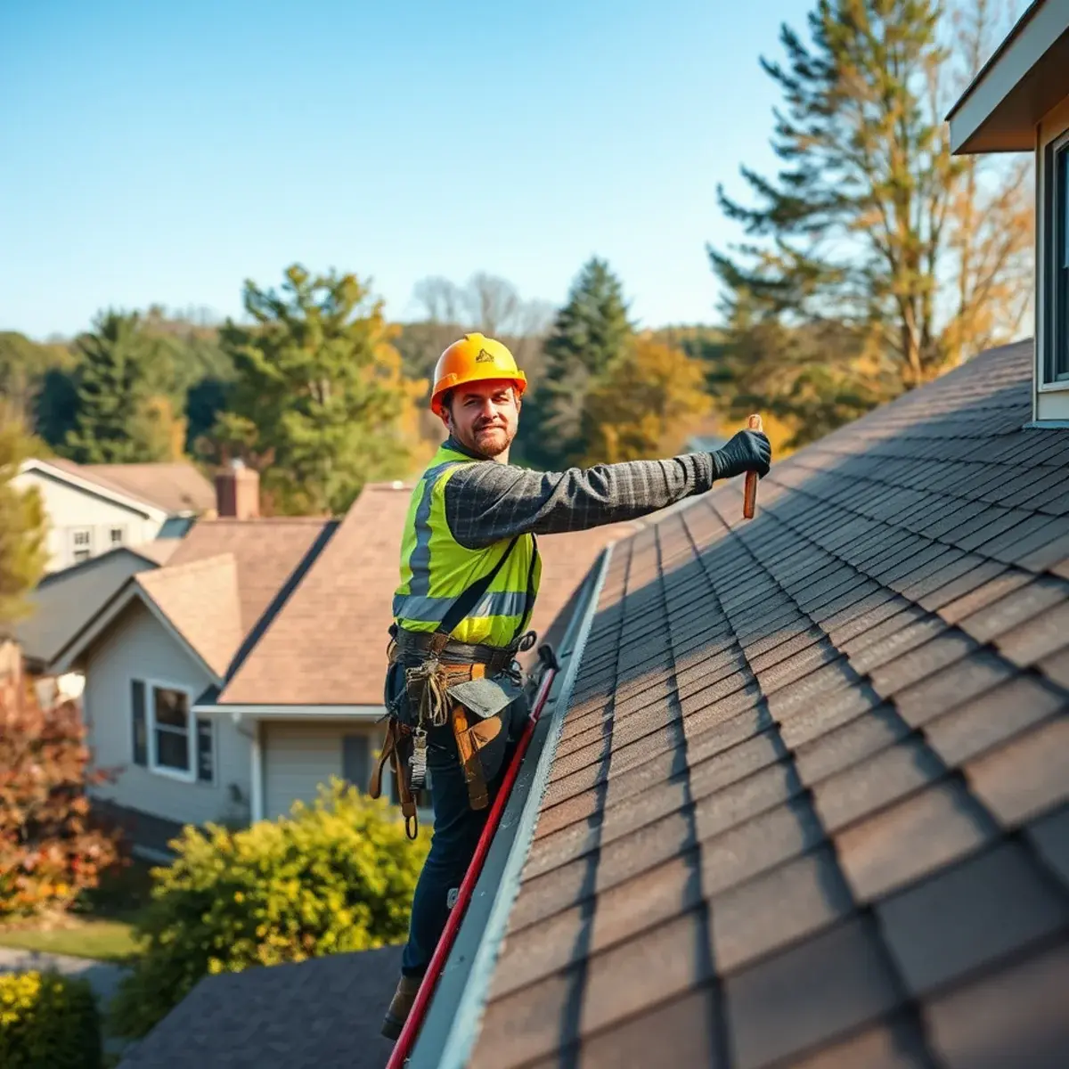 Roofing contractor working on a home in Fallsburg, NY